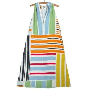 Conditions Apply Uvelia Dress Geometric Stripe V-Neck Halter Maxi Dress Medium